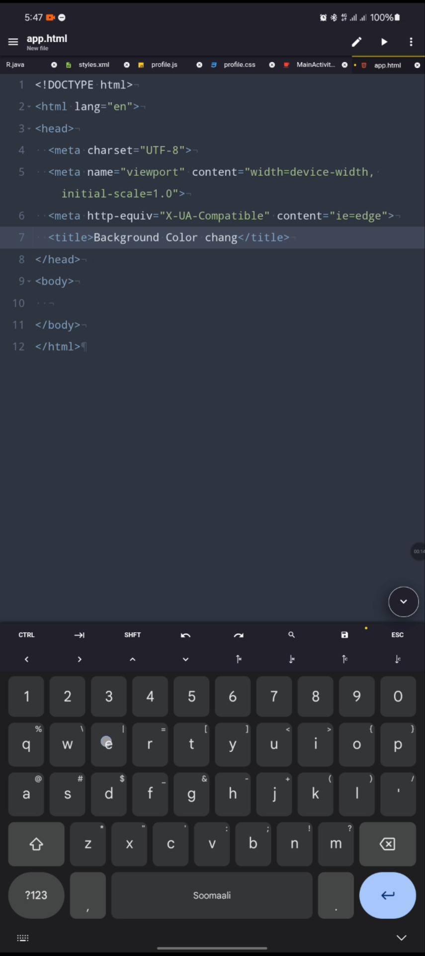 Background colour changer